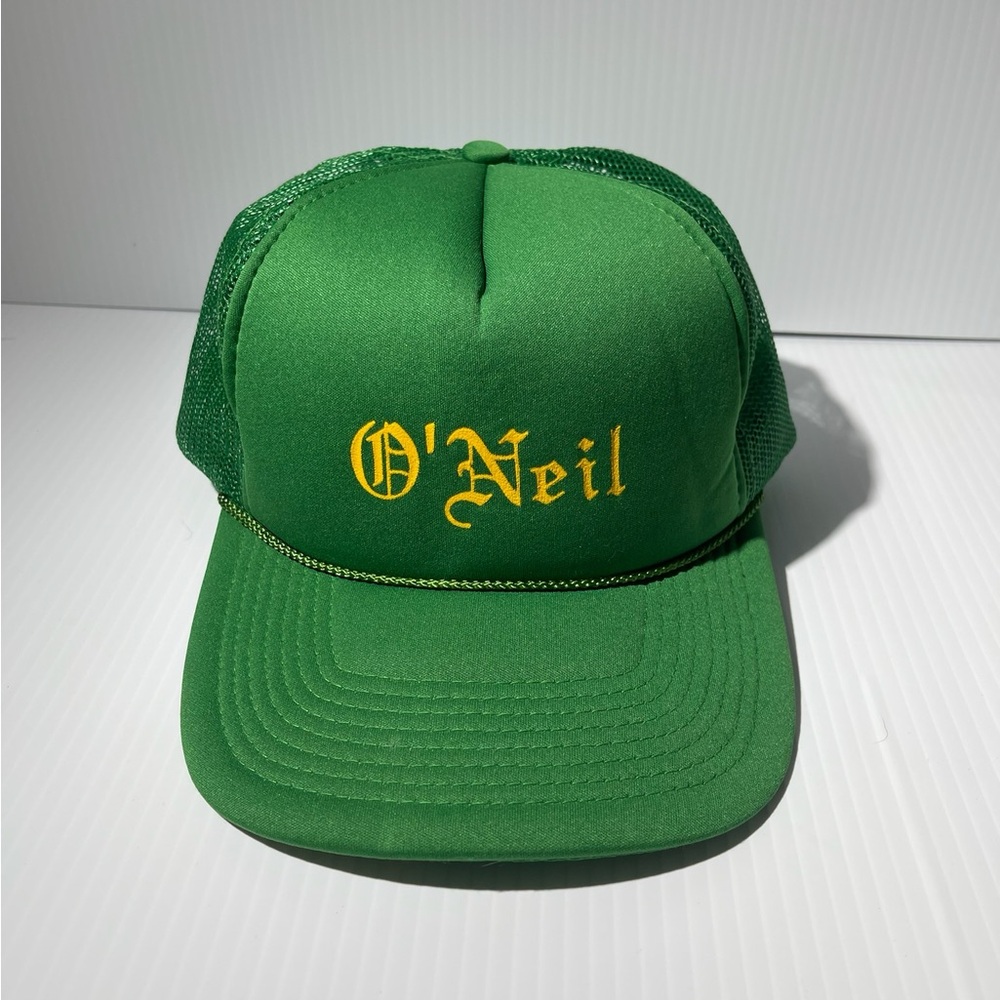 Vintage San Sun O'Neil Green And Yellow Mesh Snapback Trucker Hat OSFA
